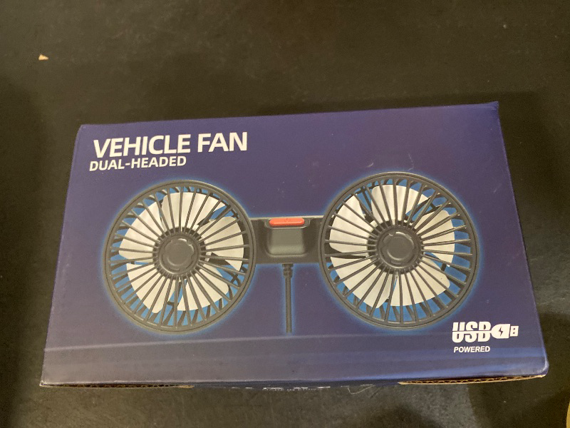 Photo 1 of Car Fan, 5V USB Car Fan for Backseat 360 Degree Rotatable, Portable Car Cooling Fan for Car Seat with Dual Heads Car Seat Fan with 3 Speed Strong Wind for SUV, RV, Vehicles(USB Powered)