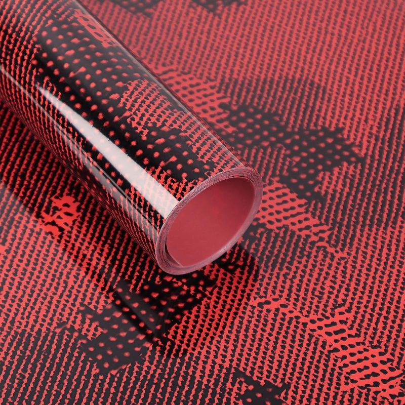Photo 1 of Lypumso Camouflage Forged Carbon Fiber Vinyl Wrap, PET Glossy Car Vinyl Film for Automotive with Air Release Technology for Vehicle Decal DIY Interior Exterior Decoration (Red, 1ft x 5ft)