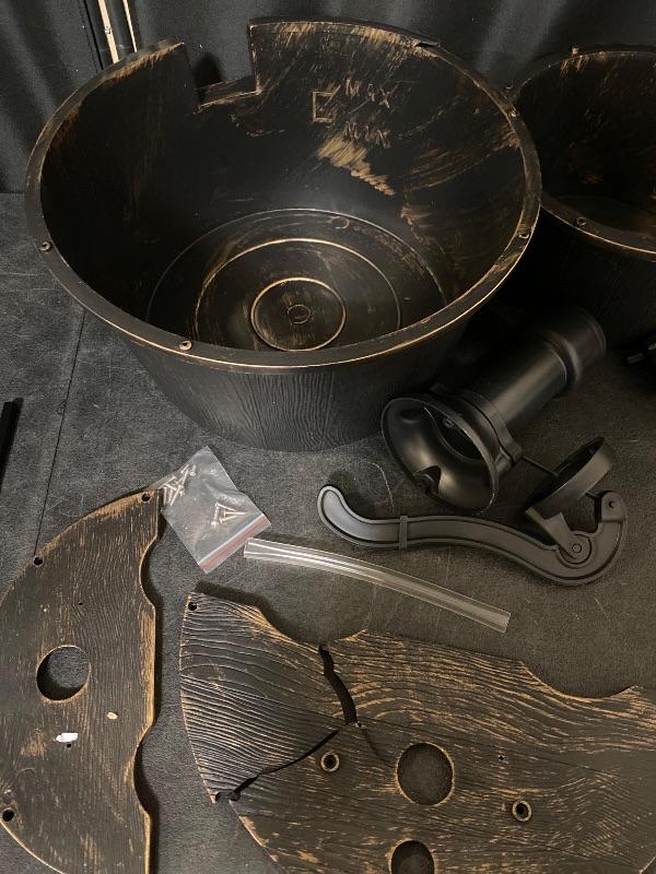 Photo 1 of 27" Tall Rustic Outdoor 2-Tier Barrel Pump Water Fountain with Soothing Cascading Water Flow for Patio, Yard, Porch, or Landscape, Bronze