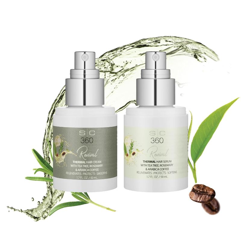 Photo 1 of StyleCraft SC360 Revival Thermal Hair Cream & Serum Duo Pack - Lighweight Frizz Control - Heat Protection & Shine - Tea Tree, Rosemary, Arabica Coffee, Vegan, Paraben-Free