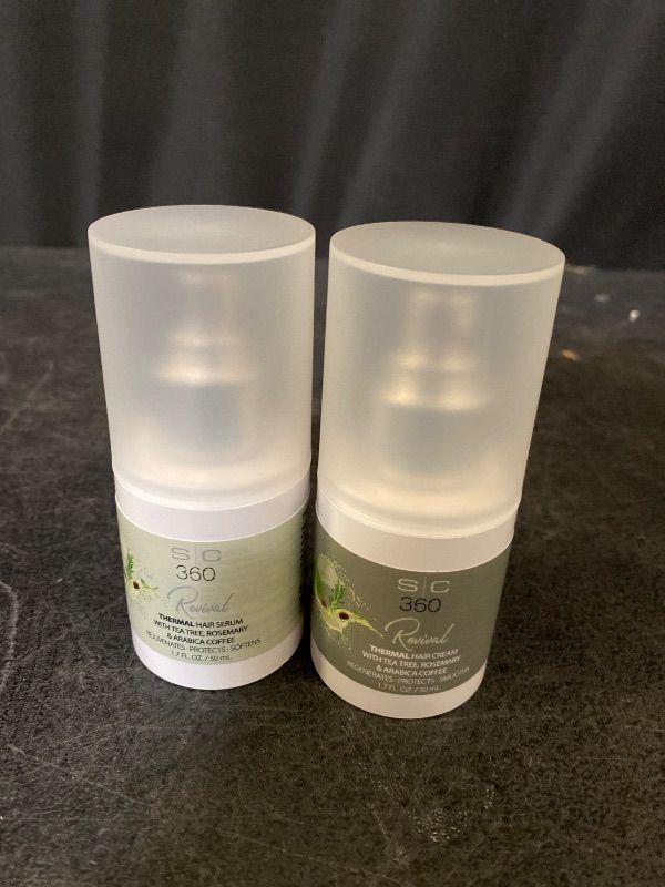 Photo 1 of StyleCraft SC360 Revival Thermal Hair Cream & Serum Duo Pack - Lighweight Frizz Control - Heat Protection & Shine - Tea Tree, Rosemary, Arabica Coffee, Vegan, Paraben-Free