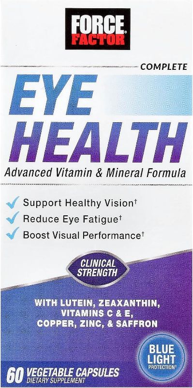Photo 1 of Force Factor Complete Eye Health, Clinical Strength Eye Vitamins with Lutein & Zeaxanthin to Support Vision, Eye Function, and Blue-Light Protection, Eye Health Supplements for Adults, 60 Capsules