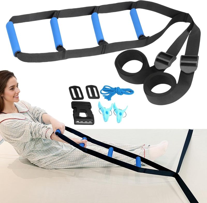 Photo 1 of Bed Ladder Assist for Seniors, 160 Inches Sit Up Helper with Non-Slip 4 Handles, Pull Up Assist Device for Elderly Adults Injury Handicapped Patients