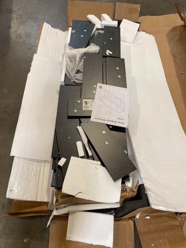 Photo 1 of 9 Drawer Dresser with Charging Station and LED Lights, Modern Chest of Drawers with Power Outlet, Organizer Cabinet for Bedroom, Living Room, Entryway, Black