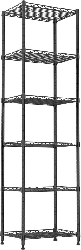 Photo 1 of 6 Wire Shelving Steel Storage Rack Adjustable Unit Shelves for Laundry Bathroom Kitchen Pantry Closet(Black,11.7" D x 16.8" W x 63" H)