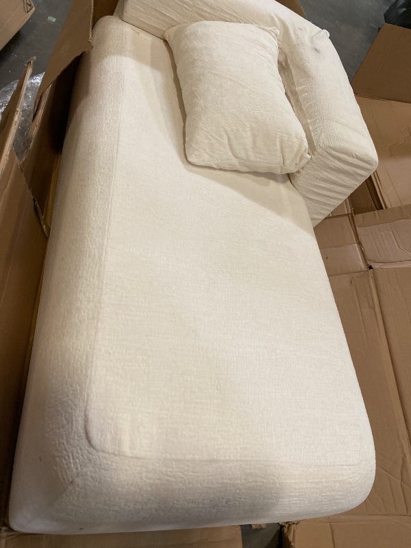 Photo 1 of Boucle Upholstered Chaise Lounge Indoor, Comfy Fluffy Lounge Sofa with 1 Pillow Modern Leisure Sleeper Sofa for Living Room Bedroom Office(Right Arm Facing, Beige)