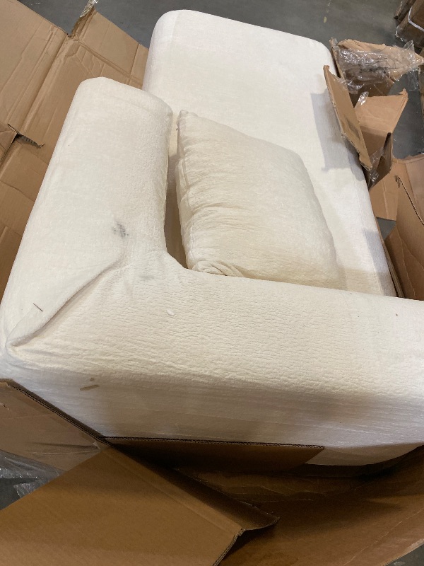 Photo 1 of Boucle Upholstered Chaise Lounge Indoor, Comfy Fluffy Lounge Sofa with 1 Pillow Modern Leisure Sleeper Sofa for Living Room Bedroom Office(Right Arm Facing, Beige)