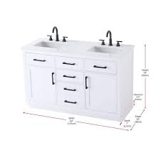 Photo 1 of 63in. White Double Sink Bathroom Vanity with White Quartz Quartz Top