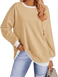 Photo 1 of 2XL Fantaslook Color Block Sweatshirts for Women Crewneck Long Sleeve Oversized Pullover Tops Casual Fall Outfits