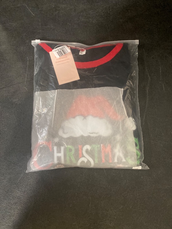 Photo 1 of 2XL Family Matching Christmas Pajamas Set, Baby Romper/Letter Christmas Hat Print Long Sleeve T shirt Tops + Plaid Pants Holiday Sleepwear