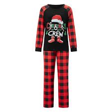 Photo 1 of 2XL Family Matching Christmas Pajamas Set, Baby Romper/Letter Christmas Hat Print Long Sleeve T shirt Tops + Plaid Pants Holiday Sleepwear