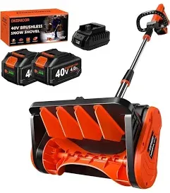 Photo 1 of Litekon 40V Brushless Cordless Snow Shovel, 13-Inch Electric Snow Blower with 2X 4.0Ah Batteries & Charger, Battery-Powered Snow Removal with 16.5FT Throw Distance for Patio, Deck, Driveway,Red