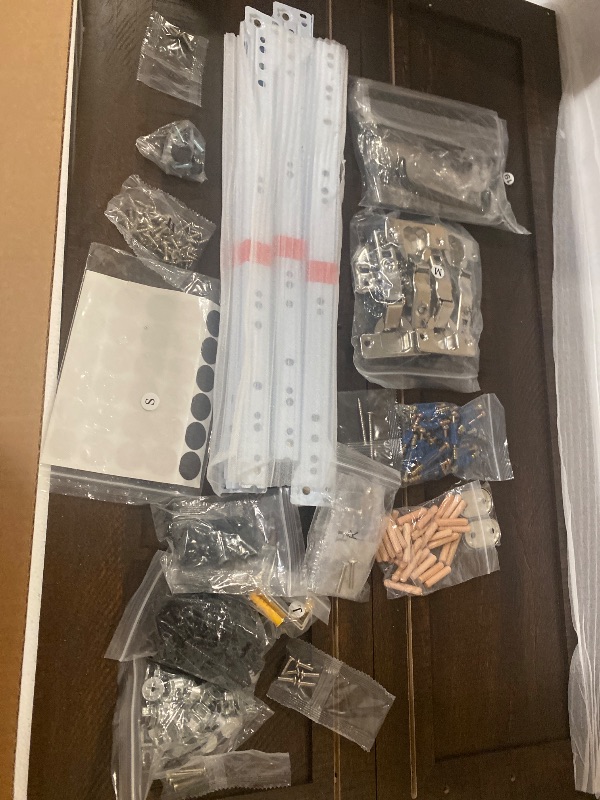 Photo 1 of 2 Glass Doors Armoire Wardrobe Closet with 3 Drawer & LED Light,75"H Wardrobe Closet Clothing Organizer with Hanging Rail for Bedroom