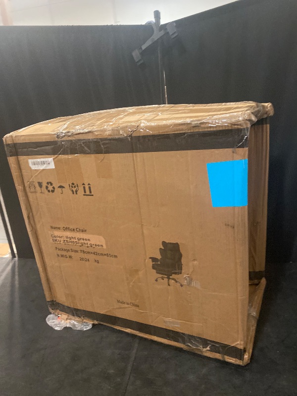 Photo 1 of Executive Office Chair with Footrest, Ergonomic High Back Desk Chair with Lumbar Support, Reclining Leather Chair with Padded Armrest and Wheels for Home Office, Light Blue