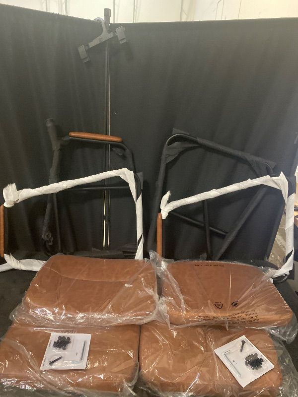 Photo 1 of Waiting Reception Chairs No Wheel, Leather Guest Chair with Padded Arms, Modern Brown Office Desk Chairs with Sled Base for Office Meeting Conference Room Lobby Home Living Room (2 Pack)