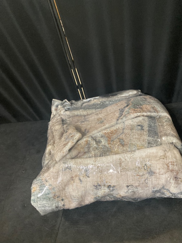 Photo 1 of 8' x 10' MontVoo Classic Floral Washable Rug Lake Blue