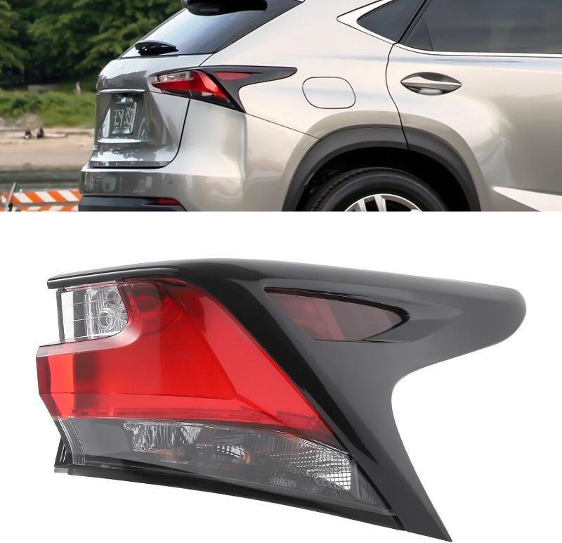 Photo 1 of LED Tail Light Assembly for Lexus NX200T/300H 2015 2016 2017 Right Passenger Side Rear Tail Lamp Replacement Red&Clear Lens Black Housing 81551-78010 (Right Passenger Side)