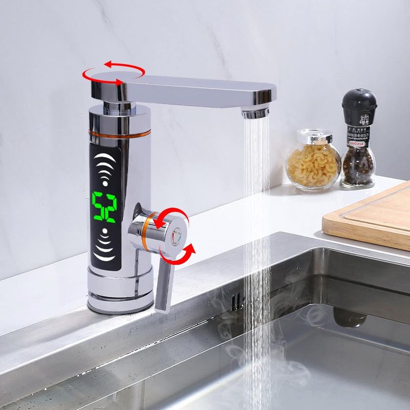 Photo 1 of Instant Tankless Electric Water Heater Faucet, Electric Kitchen Bathroom Fast Heating Tap, LED Digital Display, for Kitchen Bathroom Big Under Bend, 110V