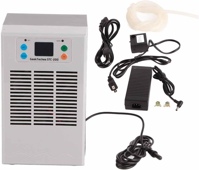 Photo 1 of Walfront -200 100-240V Electronic Water Chiller Silent Aquarium Water Temperature Regulator Digital Cooling Heating System 35L 100W (US Plug), Heater