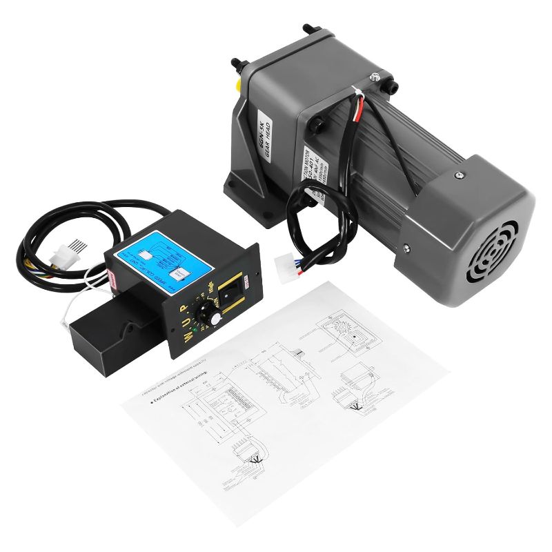 Photo 1 of 250W 110V Gear Motor, High Torque AC Motor with Variable Speed Controller and Bracket for Industrial Assembly Lines, Intelligent Equipment, 0-270RPM, 5K