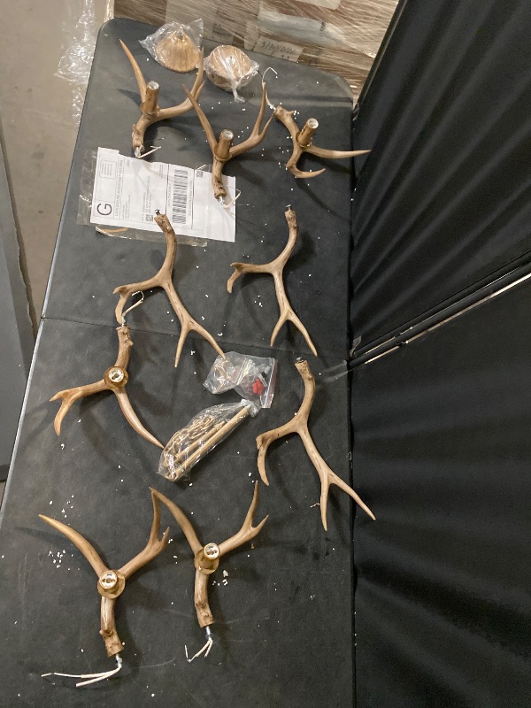 Photo 1 of Antler Chandelier 6 Light, Rustic Style Antler Light Fixtures, E12 Base Deer Antler Chandelier Lighting for Home Store Bar (6 lamp arms + 3arm)
