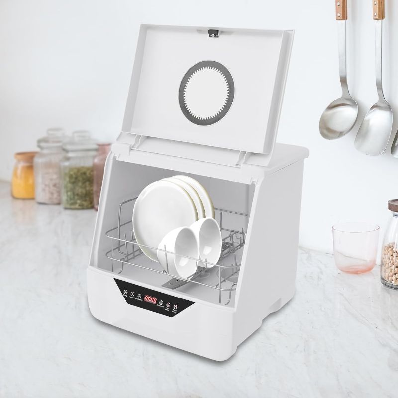 Photo 1 of Portable Countertop Dishwasher,800W 6L Dish Washing Machine with 4 Wash Programs Display,High-Temperature Cleaning/Purification/Storage,Automatic Mini Dishwasher for Home Kitchens,Apartments,RVs