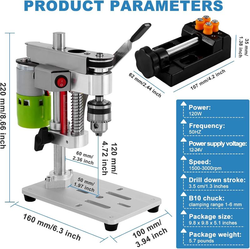 Photo 1 of Bench Drill Press Portable Bench Mini Drilling Machine Mini Benchtop Drill Press DIY Wood Metal Electric Bench Drill Stand