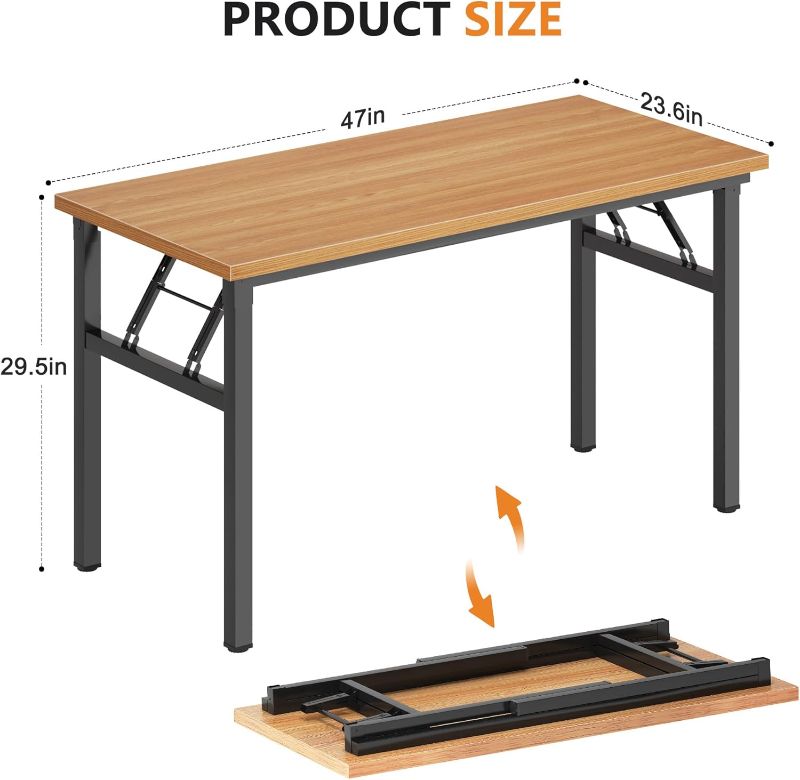 Photo 1 of DlandHome 47 inches Folding Table Computer Desk Portable ActivityTable Conference Table Home Office Desk, Fully Assembled Teak DND-ND5-120TB1