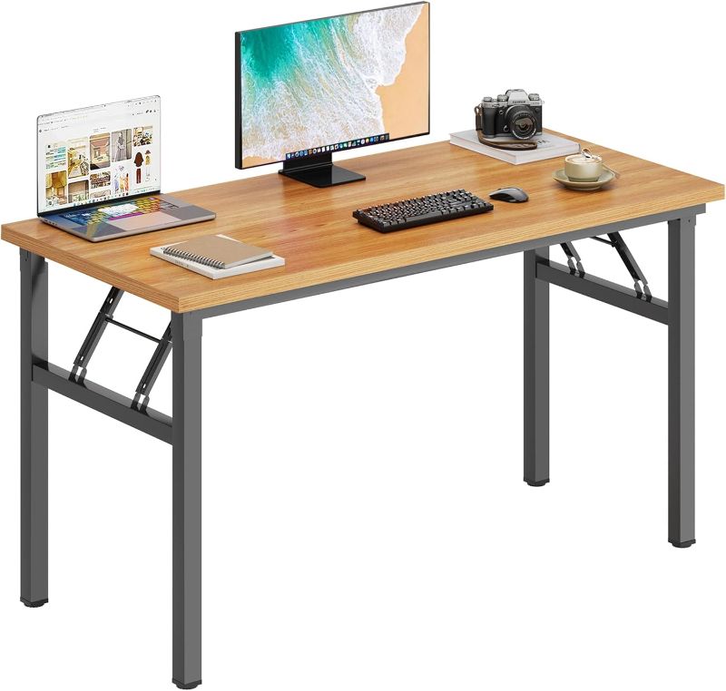 Photo 1 of DlandHome 47 inches Folding Table Computer Desk Portable ActivityTable Conference Table Home Office Desk, Fully Assembled Teak DND-ND5-120TB1