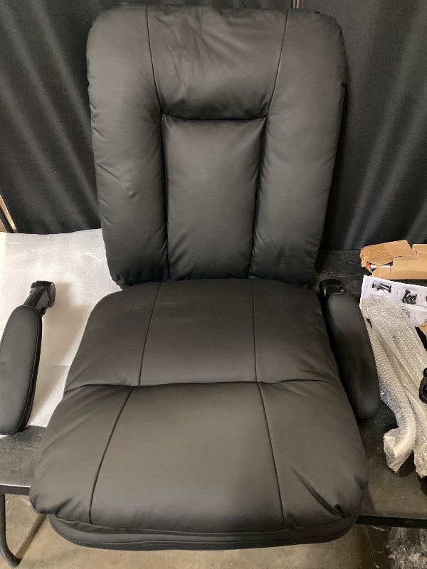 Photo 1 of LEAGOO Comfy Office Chair with Padded Flip-up Arms, Mid Back Executive Ergonomic Desk Chairs, Faux Leather Computer Rolling Chair with Wheels for Home, Adjustable Height, 360 Swivel, 300lbs, Black