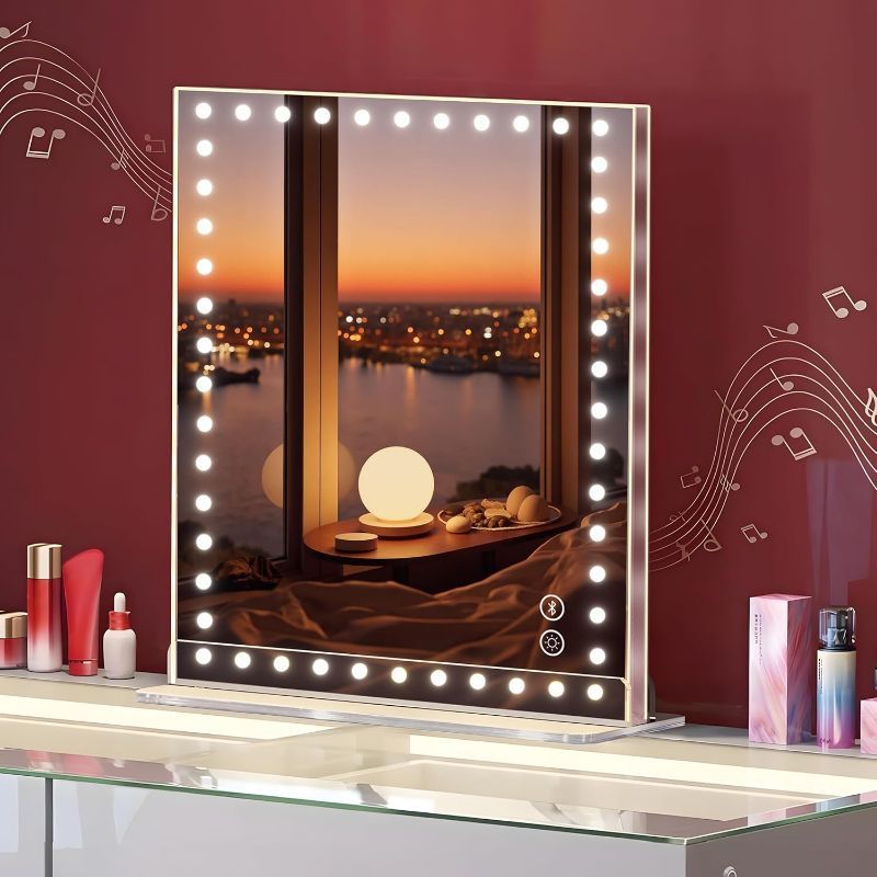 Photo 1 of VANITII Makeup Mirror with 48pcs LED Lights 12"x9" Hollywood Vanity Mirror with 3 Color Modes and Dimmable Smart Touch Light Up Mirror with 10X Magnification for Tabletop Dormitory