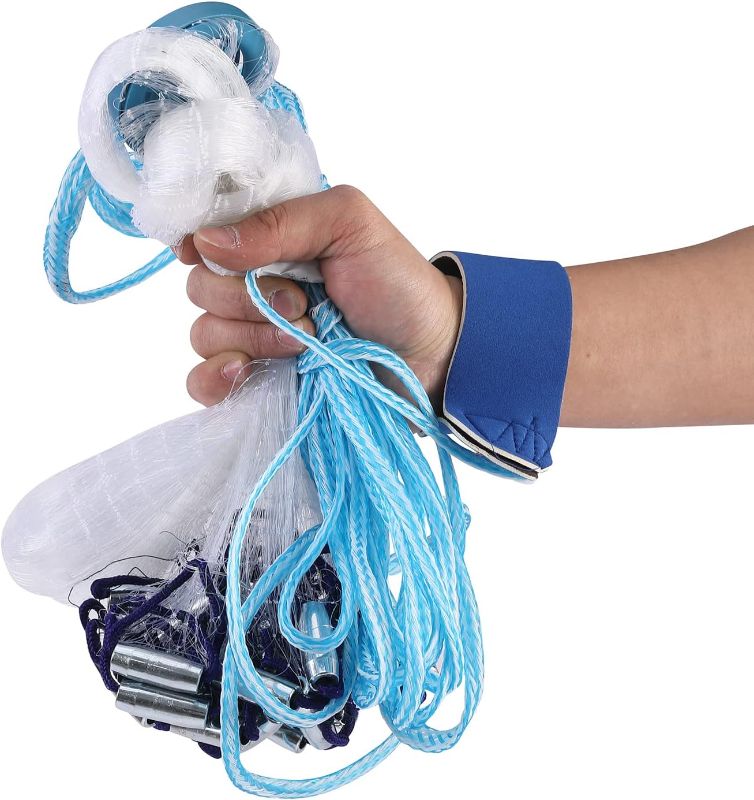 Photo 1 of Fish Cast Net American Saltwater Hand Throw Heavy Duty Zinc Sinker Weights for Bait Trap Fish 4/6/8Ft Radius
