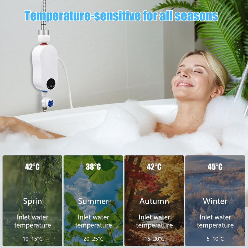 Photo 1 of 3500W Tankless Mini Hot Water Heater Under Sink 110V Thermostatic Washing Heating System with Digital Display for Home Kitchen Bathroom