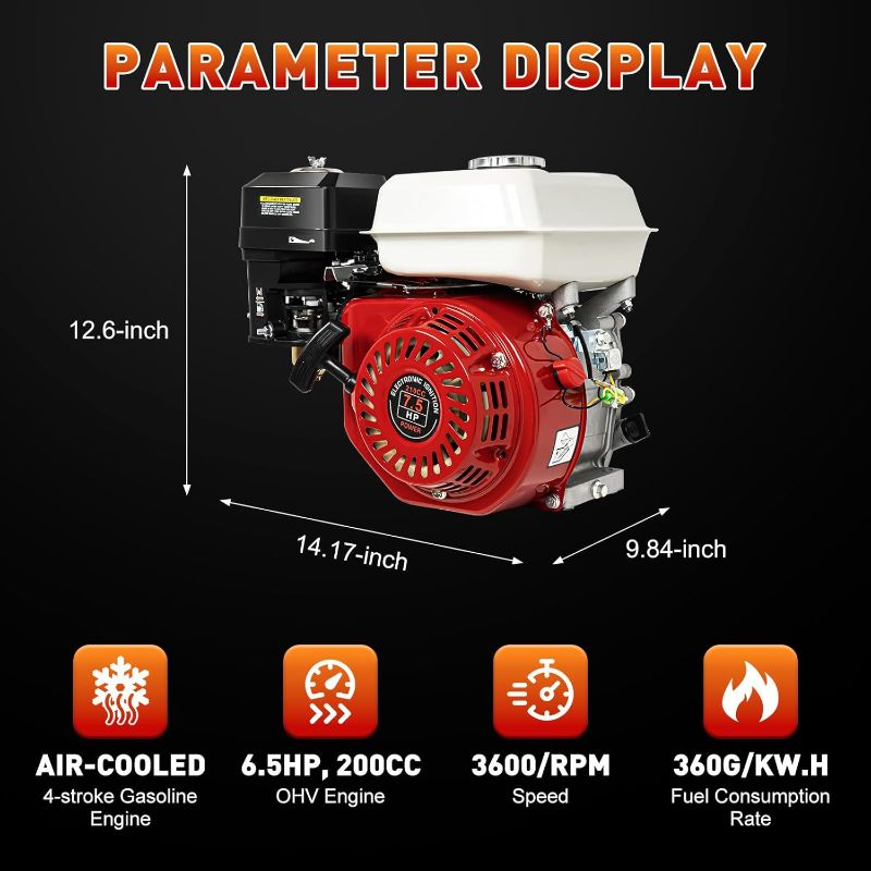 Photo 1 of 4 Stroke for Honda GX160 Gas Engine 200CC Motor, 6.5HP Gas Engine Single Cylinder OHV Cooling Horizontal Shaft, 5mm Shaft Keyway, Pull Start Gas Engine, for Pumping Cleaning Spraying Machines
Brand: NEBEUUO