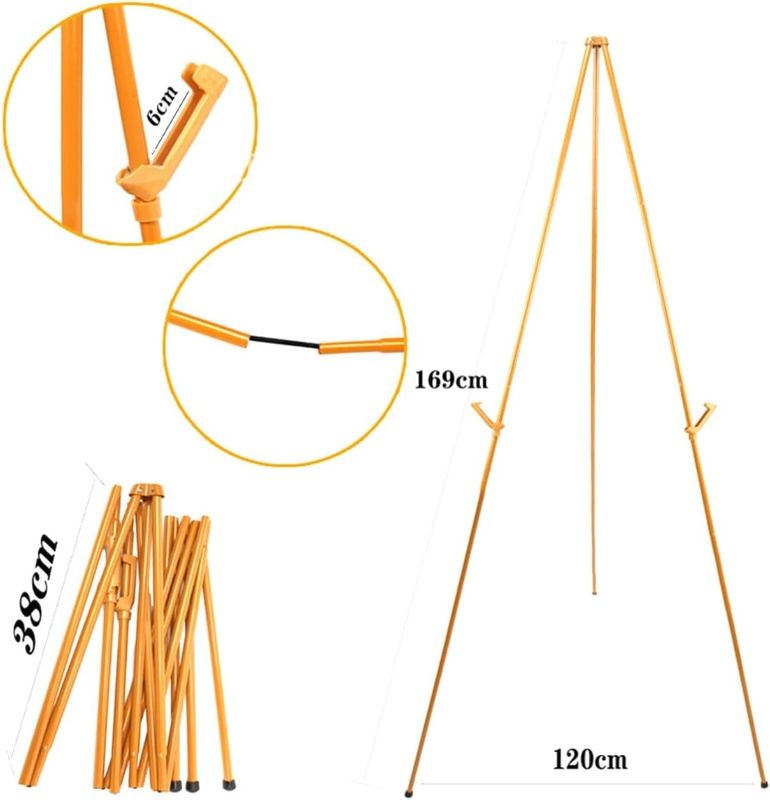 Photo 1 of Painting Tripod Easel Adjustable Art Easel Tripod Display Stand Art Photo Frame Art Board Easy Folding Wood Board Canvas Poster for Painting(Golden)