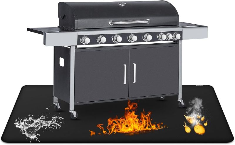 Photo 1 of 30 x 48inch Grill Mat for Outdoor Grill,Double-Sided Fireproof Grill Pad,Perfect for Outdoor Barbecue Spots,Fireproof, Waterproof, and Oilproof BBQ Protector for Decks and Patios