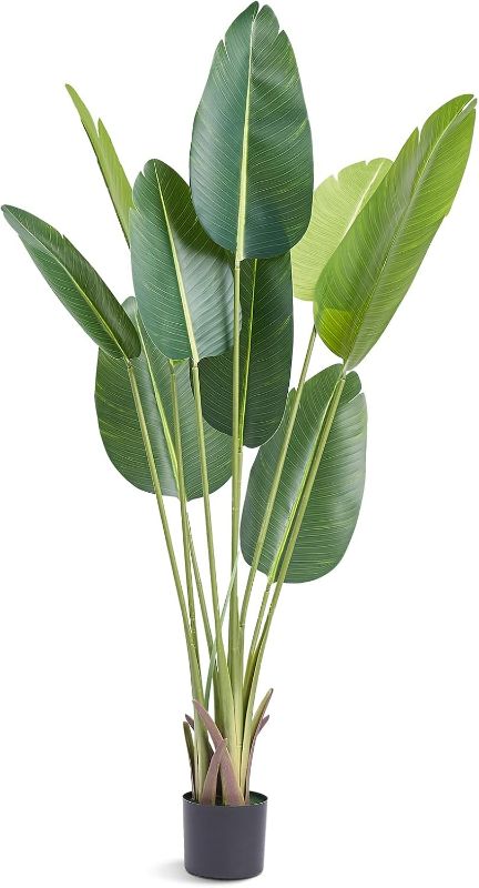 View 1 of Artificial Bird of Paradise Tree, 5 FT Tall Faux Plant, PE Material & Anti-Tip Tilt Protection Low-Maintenance Plant, Lifelike Green Fake Tree for Home Office Warehouse Decor Indoor Outdoor