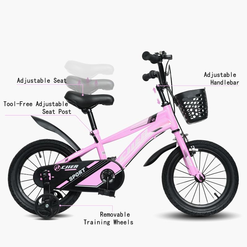 Photo 1 of Kids Bike, 14 16 20 Inch Kids' Bicycles with Training Wheels/Kickstand for Boys and Girls Ages 3-12 Years, Sports Bicycle for Kids, Easy Assembly, Multiple Color Option | Kids' Bicycles, with Training Wheels, with Kickstand, Sports Bicycle, for Kids, Easy