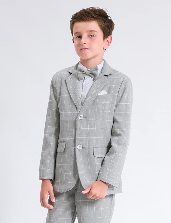 Photo 1 of A&J DESIGN Boys' 2-Piece Suits Set Jacket Pants Kids Plaid Formal Outfits
