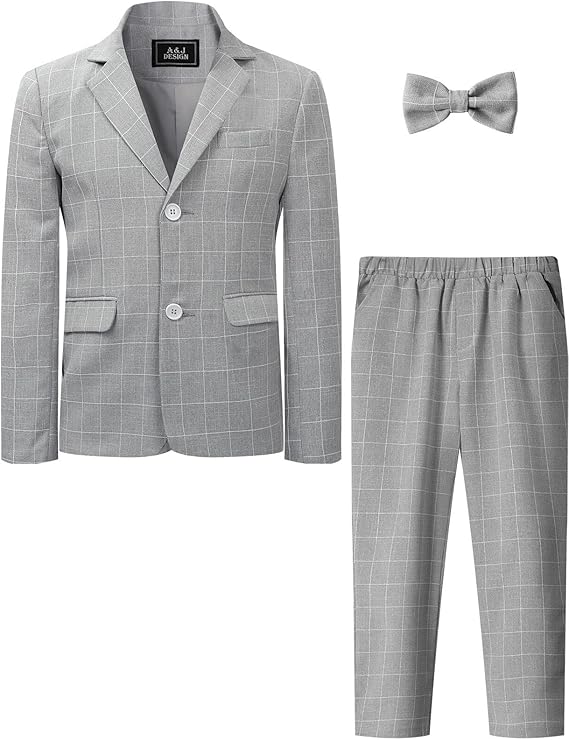 Photo 1 of A&J DESIGN Boys' 2-Piece Suits Set Jacket Pants Kids Plaid Formal Outfits