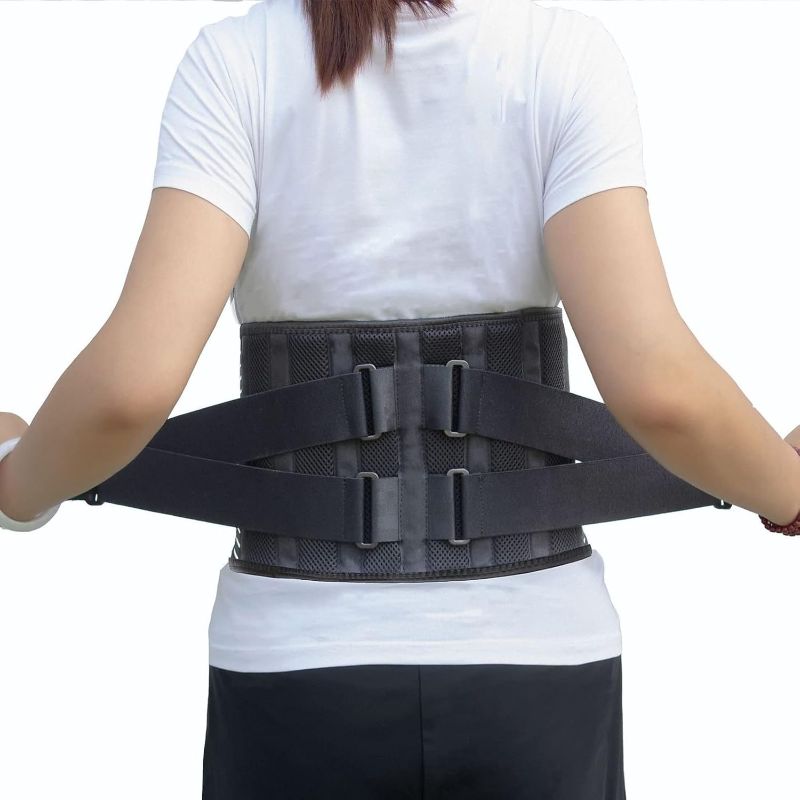 Photo 1 of Breathable Lumbar Lower Back Brace Support Belts Waist Orthopedic Corset Spine Decompression Waist Trainer for Sports Workout Pain Relief (Color : Black, Size : M/Medium)