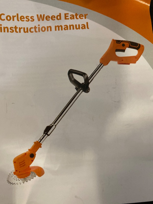 Photo 1 of Brush Cutter Weed Wacker Battery Powered with 2Pcs 4Ah Battery,Electric Brush Cutter Cordless Weed Eater with 9Blades,Weed Trimmer for Lawn,Garden,Yard,Bush Trimming&Pruning,Lightweight