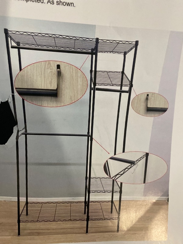 Photo 1 of Amazon Basics Metal Hanging Storage Organizer Rack Wardrobe with Shelves, 45"L x 14"W x 76"H, Black