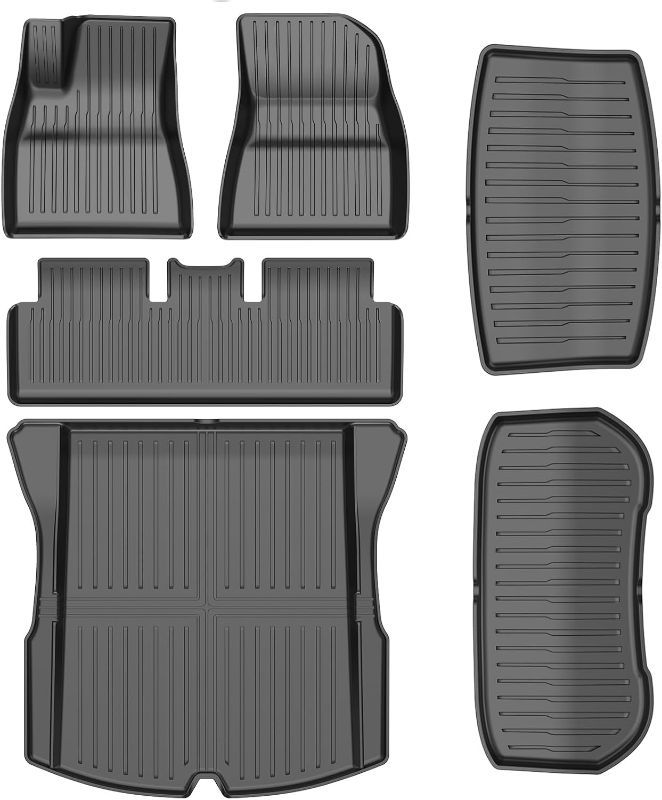 Photo 1 of 6PCS All-Weather TPE Floor Mats & Cargo Liner Set - Compatible with 2024-2026 Model 3 Highland/Standard | Custom Fit Anti-Slip Interior Protection