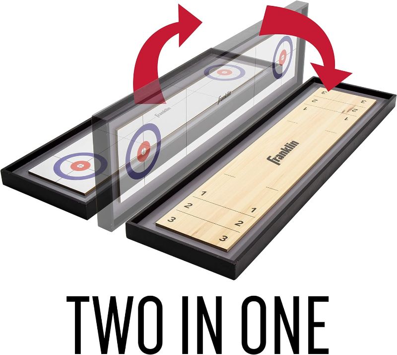 Photo 1 of Franklin Sports 2-in-1 Shuffleboard Table and Curling Set - Portable Tabletop Set Includes 8 Rolling Mini Pucks - 45"