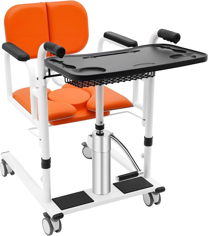 Photo 1 of Hydraulic Patient Lift Wheelchair for Home, 180° Split Seat for Elderly, Portable Transfer Nursing Chair Lifter W/Potty, Height Adjustable Patient Transfer Chair for Seniors Elderly Handicapped