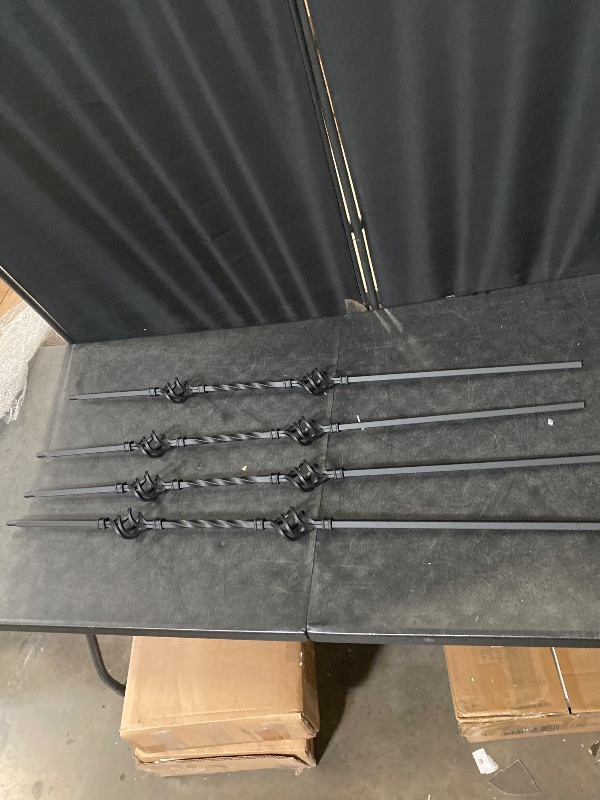 Photo 1 of 10 Pcs Wrought Iron Balusters, Hollow Double Basket Balusters, 1/2" x 44" Hollow Iron Baluster for Staircase Remodel, Matte Black Metal Railing