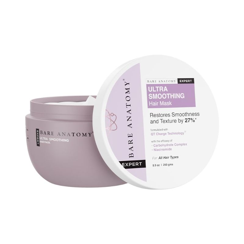 Photo 1 of Bare Anatomy Ultra Smoothing Hair Mask Deep Conditioning with Carbohydrate Complex & Niacinamide | For Dry & Frizzy Hair | Sulphate & Paraben Free | For Women & Men | 250 Gm