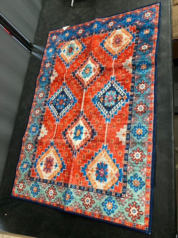 Photo 1 of 2x3  Geometric Super Kazak Oriental Area Rug Hand-knotted Wool Kitchen Carpet 
