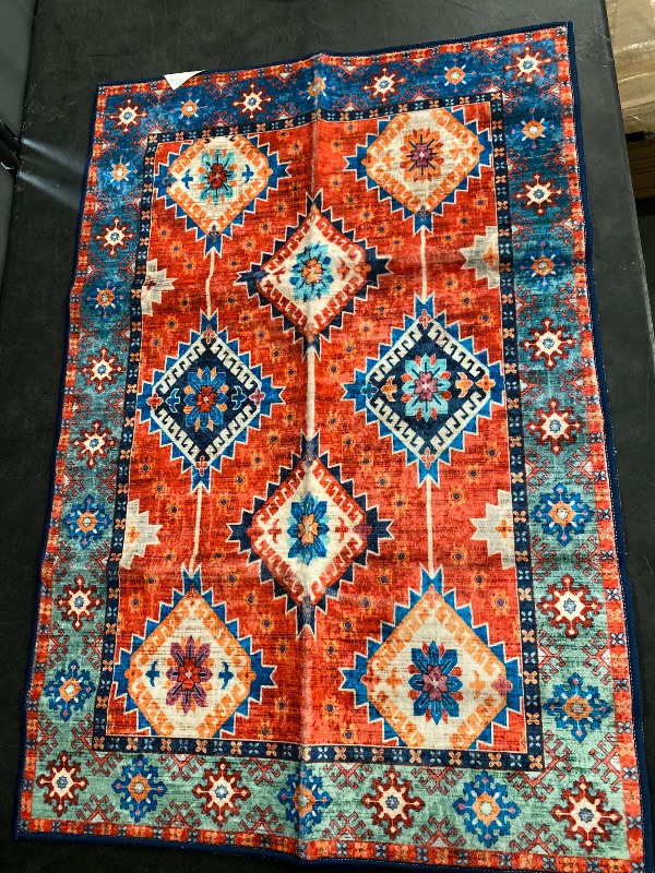 Photo 1 of 2x3  Geometric Super Kazak Oriental Area Rug Hand-knotted Wool Kitchen Carpet 

